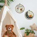 Giosve Bear Nursery Round Wall Art Canvas Framed Poster, Love You to the Moon and Back Cartoon Bear Pig Hanging Wall Sculptures for Kids Nursery Room Bedroom Playroom Decor, 10x10 Inch Set of 2