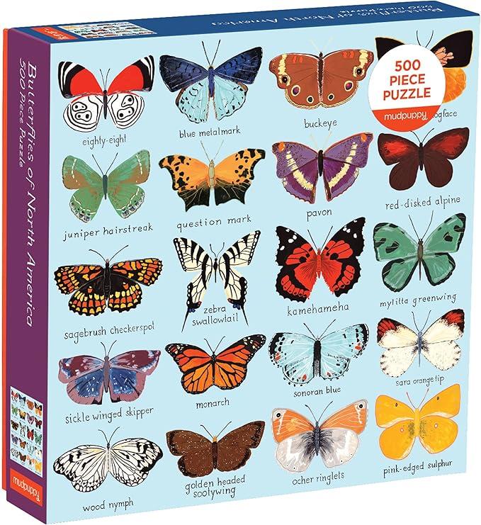 Mudpuppy Butterflies of North America 500 Piece Family Jigsaw Puzzle, Butterfly Puzzle with Recognizable Butterflies from Around North America