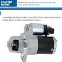 17986 Starter Compatible with 08-20 Chevy Traverse Colorado Malibu Impala, 07-09 Pontiac G6 Suzuki Saturn, 07-17 GMC Acadia, 06-19 Cadillac, 06-17 Buick V6 3.0 3.6L with OE 12645298 SMT0307