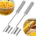 Orange Peeler and Stainless Steel Fruit Fork, 304 Stainless Steel Fruit Peeler for Oranges, Grapefruits, Lemons, Citrus, Fruit Peelers for kitchen with Ergonomic Safe Handle & Good Sturdy(2 PCS)') (Gold)