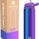 Chill Oasis Water Bottle | Compatible With Popular Flavor Cartridges | BPA Free, Leak Proof, Double-Walled Vacuum Insulated Stainless Steel, and Dishwasher Safe | Cold for 24 Hours (Aura, 22oz)
