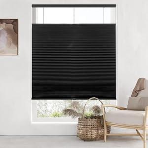 LazBlinds Top Down Bottom Up (TDBU) Cordless Cellular Shades, Blackout Light Blocking Honeycomb Shades Thermal Insulation Noise Reduction Blinds for Windows, 35" W x 64" H, Black