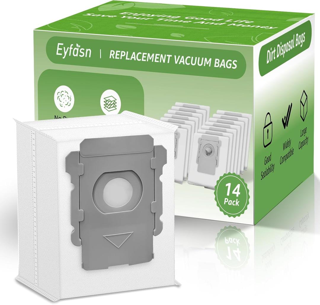 14 pack i7 Vacuum Bags Compatible with irobot for Roomba i7+, i1+, i2+, i3+, i4+, i5+, i6+, i8+, j6+, j7+, j8+, j9+, s9+, Combo i5+, j5+, j7+, j9+ Clean Base Automatic Dirt Disposal Models