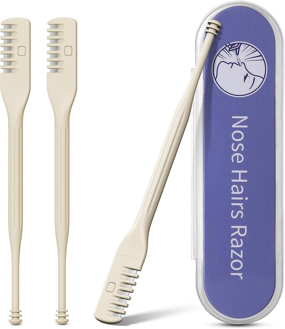BEZOX Manual Nose Hair Trimmer (Pack of 3) - Rotating Nasal Hair Razor Cutter with Ear Picker for Women and Men - Portable Nostril Hair Remover Tools