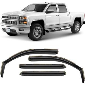 CLIM ART in-Channel Incredibly Durable Rain Guards for Chevrolet (Chevy) Silverado/GMC Sierra 2014-2018 Crew Cab, Truck Accessories, Vent Window Visors, Original Window Deflectors, Set of 4 - 614224