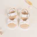 Oamico Baby Girl Sandals Infant Soft Anti-Slip Rubber Sole Casual Beach Sandals Newborn Bowknot Outdoor First Walker Summer Shoes for Baby Girls Flat Sandal (White)