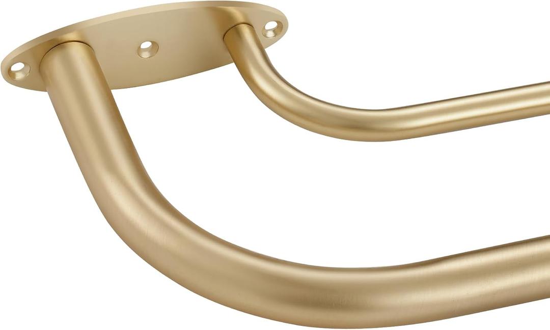 Room Darkening Wrap Around Double Curtain Rod Set, Extendable Metal Rod Set 1 Inches Front and 5/8 Inches for Window 28-48",Gold