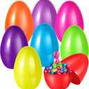 Shemira 8PCS Jumbo Easter Eggs, 10" Large Plastic Eggs for Egg Hunt, Empty Easter Eggs for Filling Treats,Fillable Eggs Bulk,Basket Stuffers Fillers, Easter Party Favor