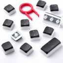 Gunmjo Golf Pudding PBT Doubleshot Keycaps for Gaming Keyboard with Cherry MX Switches, Spherical PBT Keycaps for Backlit Mechanical Keyboard, OEM Profile 111 Keys with 6.25U Space Bar, Black Color