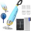 Upgraded Cordless Pool Vacuum with Telescopic Pole, 60 Min Powerful Suction & Transparent Head, Rechargeable Handheld Cleaner for Above Ground Pools, Inground Pools, Hot Tubs and Spa