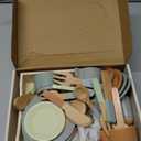 Wooden Play Dishes and Plates for Kids Kitchen Set, 27 PCS Wooden Play Kitchen Accessories, Kitchen Toy for Toddlers Boys Girls 3 4 5 6