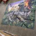 Avezano Dinosaur Birthday Backdrop Jurassic Dino Theme Happy Birthday Banner Jungle Birthday Party Decorations Boys Photo Backdrop (96 x 72 Inch)