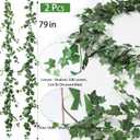 Mizii 2 Strands Artificial Vines Ivy Garland 79" Fake Vine with Silk Green Leaves Faux Hanging Plants Greenery Decoration for Outdoors Party Wedding Indoor Mantle Bedroom Home Decor (Ivy)