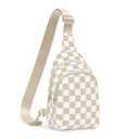 WSOJF Checkered Crossbody Bag Small for Women, Beige