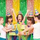 3 x 2 Pack Metallic Tinsel Foil Fringe Curtains, Door Streamers Photo Booth Backdrop for Birthday Party, Tinsel Curtain Backdrop for Baby Shower Christmas Party Decorations, Green Rose Gold and Gold