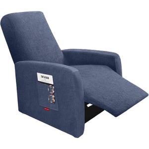 3 Pieces Plush Fabric Extra Small Recliner Chair Covers Stretch Recliner Slipcover for Lazy Boy Wide Recliner Chair Washable (Blue Gray) (S 1 Seater)