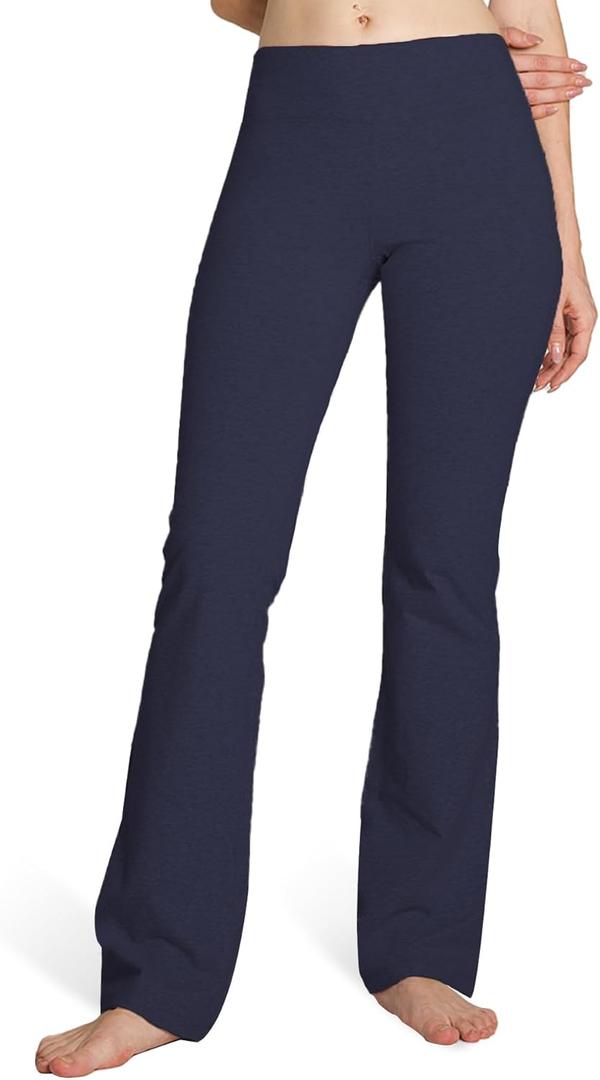 Houmous S-XXXL 29''31''33''35'' Inseam Women's Cotton Bootcut Pants Inner Pocket (Blue)