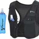 Running Vest for Women Men, USA Design, Lightweight Hydration Vest, Adjustable Elasticated Crisscrosses, Front Phone Pocket, Running Vest with 500ml Soft Flask for Marathon, Training Runs