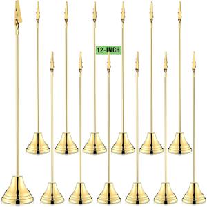 12 Pcs Table Number Holders 12 Inch Place Card Holder with Alligator Clip Metal Place Card Stands Table Sign for Photos, Food Signs, Birthdays, Weddings (Gold)