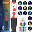 Black Liquid Motion Lamps 17 Colors Changing with Remote, 13.5 Inch LED Night Light for Kids Adults, Mood Lighting Small Table Lamp for Bedroom Nightstand Office Decor, Cool Birthday Christmas Gifts