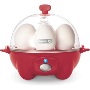DASH Rapid Egg Cooker: 7 Egg Capacity Electric Egg Cooker for Hard Boiled Eggs, Poached Eggs, Scrambled Eggs, or Omelets with Auto Shut Off Feature - Cream Red color