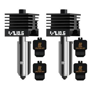 Upgraded 2Pcs 0.6mm X2D/H2C/H2D/H2S/P2S Hotend Kit, High Temp Quick Swap Hardened Steel Nozzle Replacement for Bambu Lab X2D/P2S/H2 Series 3D Printer, Bamboo Extruder Parts with 4 Silicone Sock