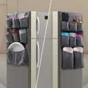 Mini Fridge Organizer Storage 65" x 12.6", Mini Fridge Caddy Hanging Organizer with 15 Extra Large Pockets for Dorm, Pantry, Plate, Silverware, Spice, Cutlery, Napkins, Other Daily Stuff