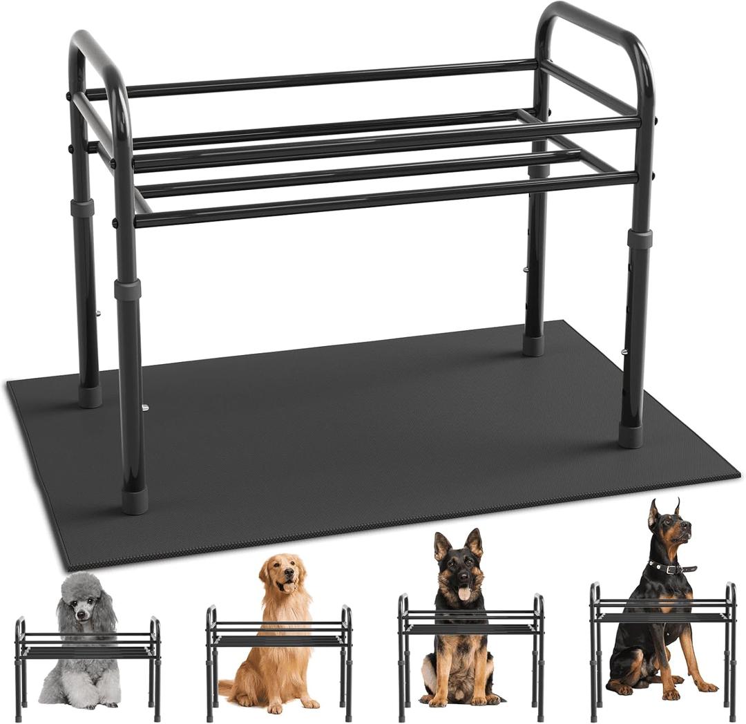 Raised Dog Bowl Stand for XLarge & Large Dogs,Table Steel Frame Elevated Dog Bowls Stand with Mat,Non-Slip No Spill,Adjusts to 4 Heights 8.7-13.4", Holds 6-8.7" Diameter Bowl(Bowl Not Included)