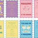 4 Pcs Mahjong Shuffler Cards for Tiles Mixing & Shuffling Portable Mah Jong Accessories Gift Party Supplies Waterproof Rules Printed Mixer 7 x 5 in for Tiles Lover(Pastel,Wave,Cocktail)