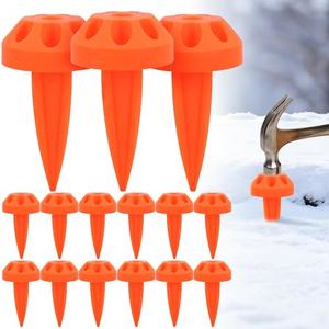 Mizelu 14 Pcs Driveway Marker Mount Stakes, Orange Reflective Mount Stake, Snow Ground Spike Stake for Driveways Pathways Walkways Parking Lot Ski Run Residential Property