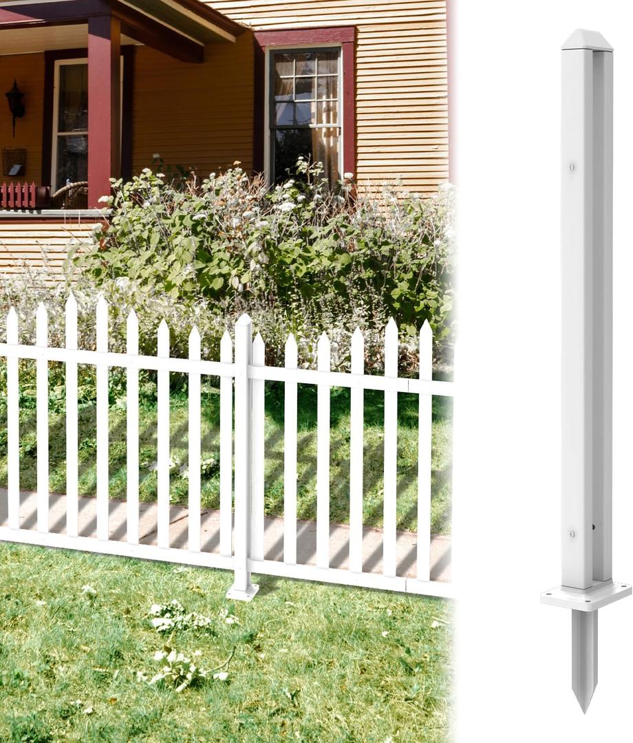 ECOOPTS 32" H Vinyl Picket Fence Post White PVC Post for Picket Fence