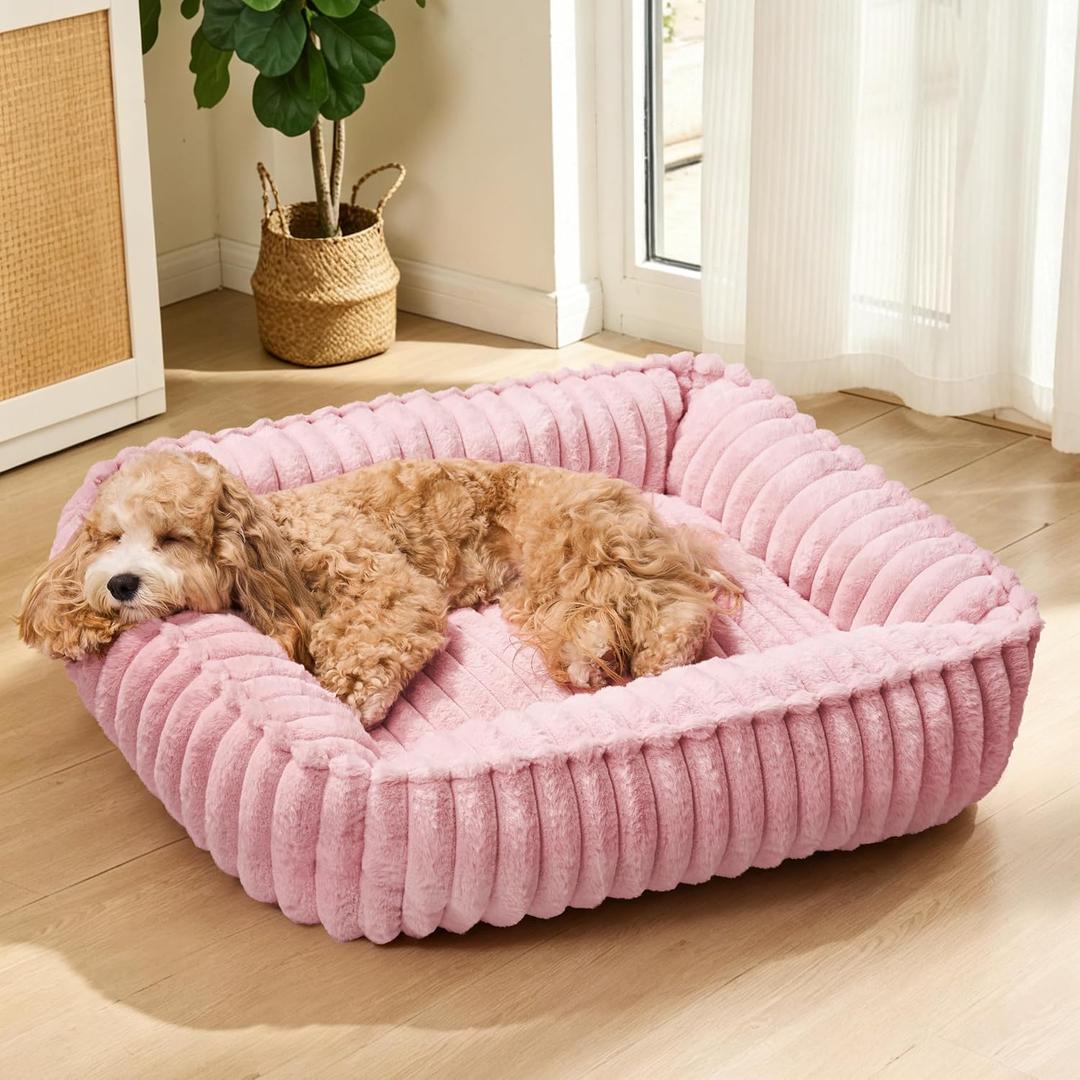 Orthopedic Large Dog Bed Calming Pet Sofa Bed 36''x28'' Pink