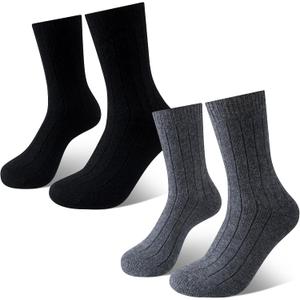 Chicingyou 2 Pairs Cozy 90% Cashmere Crew Socks for Women Men Gifts Soft Warm for Winter Home Bed Outdoor