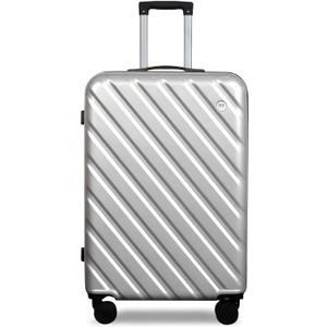 HotWay 28 Inch Expandable Checked In Luggage, Lightweight Hardshell Luggage with Spinner Wheels, Silver
