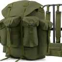 AUMENTAR 50L Military Alice Pack Army Survival Combat ALICE Rucksack Backpack for Men & Women for Camping, Hiking, Emergency Army Green
