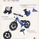 KRIDDO Pro Toddler Balance Bike 2+ Year Old with Hand Brake and Kickstand, 12 Inch Push Bicycle, Gift Bike for 2-5 Boys Girls, Blue