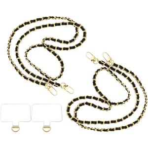 2PCS Cell Phone Chain Crossbody,Phone Lanyard,47.2" Metal Chain with Leather Strap for IPhone Case