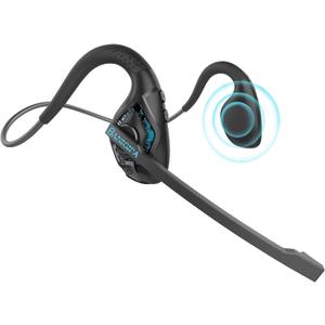 BANIGIPA Bluetooth Headset with Boom Microphone, Open Ear Headphones w/Noise Canceling Mic, Wireless Headset for Phone Laptop PC Computer, Light and Comfortable for Office Meeting Home Working-10 Hrs (A-G2 Cyan)