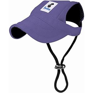 Pawaboo Dog Baseball Cap, Adjustable Dog Outdoor Sport Sun Protection Baseball Hat Cap Visor Sunbonnet Outfit with Ear Holes for Puppy Small Dogs, XL, Purple