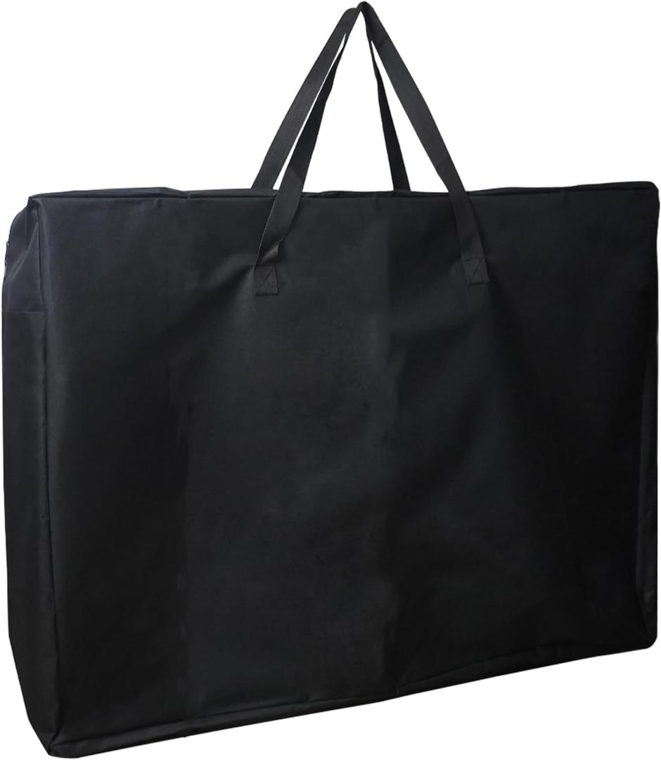 Folding Table Storage Bag, 25" D X 25" W X4.5 H Waterproof Heavy Duty Carrying Bag for 4ft Folding Tables, Picnic/Camp Tables Cover with Durable Zipper & Shoulder Strap, Black