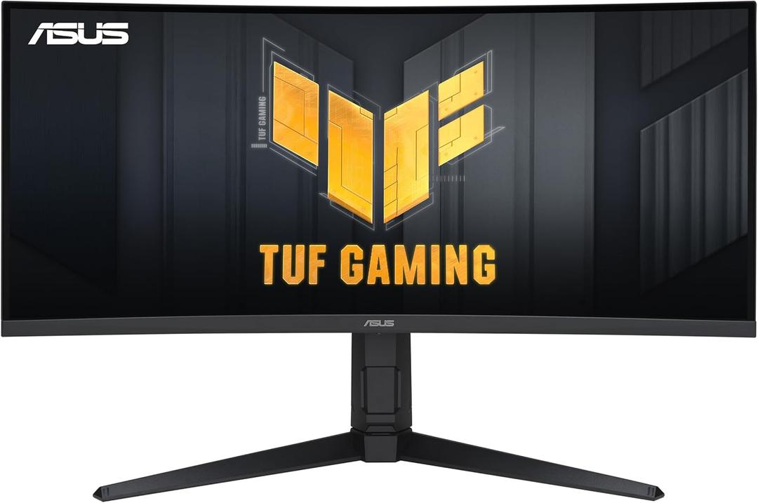 ASUS TUF 34 Inch Curved Gaming Monitor - WQHD (3440x1440), 165Hz, 1ms, Extreme Low Motion Blur, FreeSync Premium, Eye Care, Height Adjustable, DisplayHDR 400, DisplayPort, HDMI, USB - VG34VQL1B