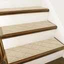 COSY HOMEER Stair Treads for Wooden Steps 9"x28",Washable Non Slip Carpet Stair Treads with Reusable Residue Free Backing Soft Peel and Stick Stair Runner Rugs for Kids Elders Pets,Warm Beige,15pcs