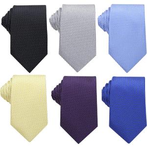 WeiShang Lot 6 PCS Classic Men's Tie Necktie Woven JACQUARD Neck Ties (Black)