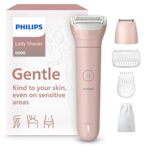 Philips Lady Shaver Series 6000 - Cordless, Wet & Dry Electric Shaver, 3-Blade Shaving System, for Legs, Body & Bikini, 80 Mins. Runtime, Model BRL137/00 (Shaver + 3 Accessories (Trimmer & Combs))