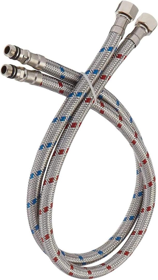 40-Inch Long Bathroom Kitchen Faucet Connector Braided Stainless Steel Flexible Supply Hose Water Lines 3/8-Inch Female Compression Thread x M10 Male Connector, x 2 Pcs (1 Pair)100 cm