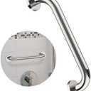 12 Inch Stainless Steel Shower Grab Bar - ZUEXT Shower Handle, Bathroom Balance Bar - Safety Hand Rail Support - Handicap, Elderly, Injury, Senior Assist Bath Handle (w/Self-Adhesive Stick-on Hook)