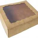 ONE MORE [25pcs] 9inch Kraft Brown Bakery Boxes, Large Pie Boxes with PVC Window Natural Disposable box for Cookie 9x9x2.5inch,25 of Pack