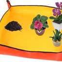 30" X 30" Large Plant Repotting Mat for Indoor Plants Potting Soil, Foldable Waterproof Plant Repotting/Potting Tray, Portable Potting Mat Gardening Tray for House Plants (Medium 30 X 30" (Orange))