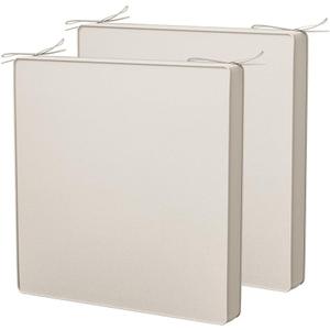 Premium Outdoor Chair Cushions Set of 2, Water-Resistant Fade-Proof Patio Seat Cushions, High Density Foam with Dual Non-Slip Straps for Patio Furniture (White, 22x22inches)