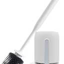 RV Toilet Bowl Brush and Holder, Ventilated Toilet Cleaner Brush with Long Handle and Flexible Bristles, Wall Mount for Motorhome Travel, Travel Trailers, Camper